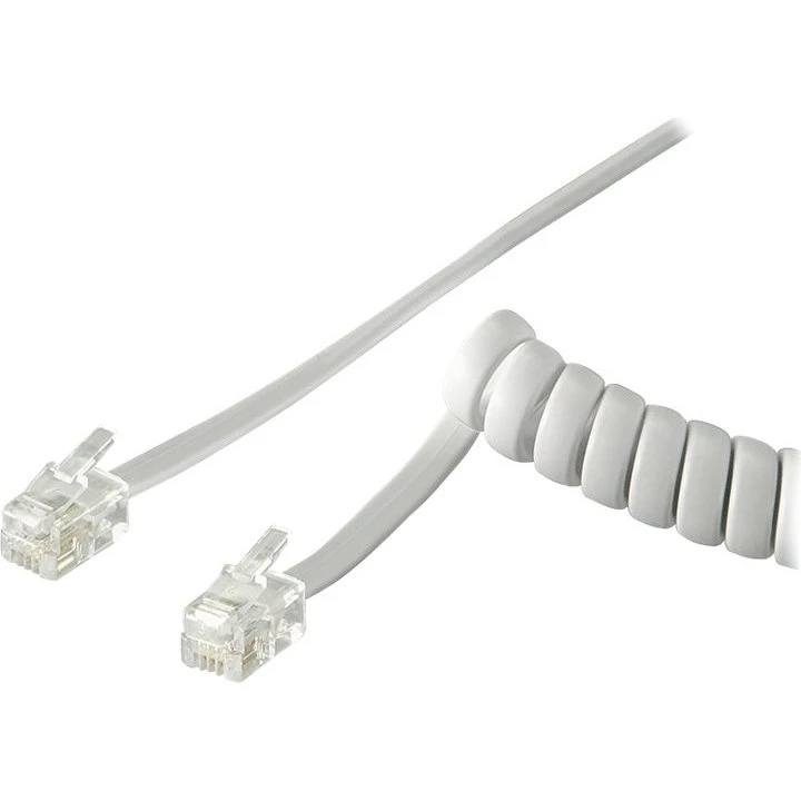 goobay Telefonspiralledning CCA 4m hvid RJ10 (han-han)