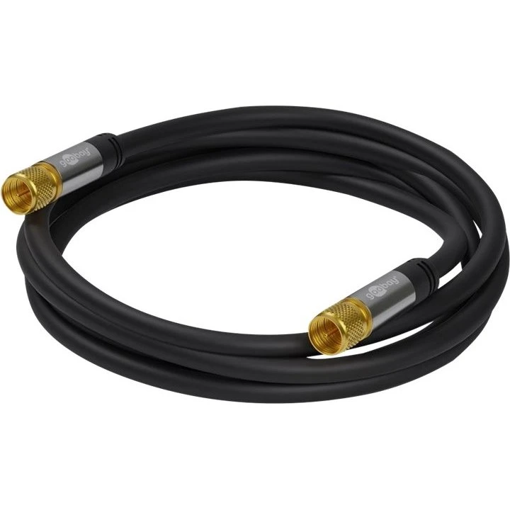Goobay SAT-antennekabel 5m, 4x skærmet, guldbelagt, F-stik > F-stik