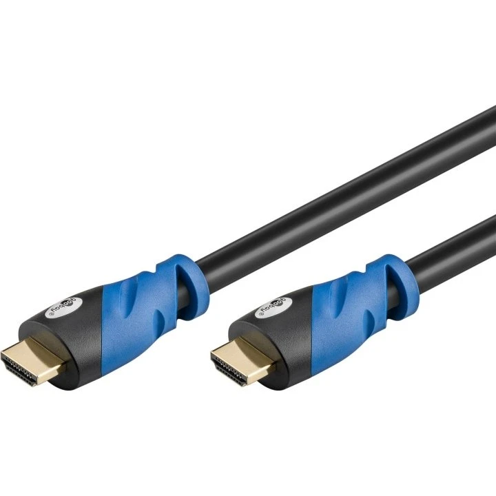 Goobay Premium HDMI 2.0 1,5 m med Ethernet, sort/blå