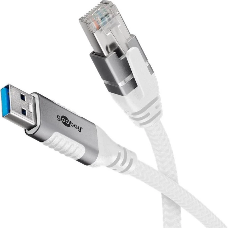 Goobay USB 3.0 til RJ45 Cat6 7,5 m, hvid, 1 Gbit/s