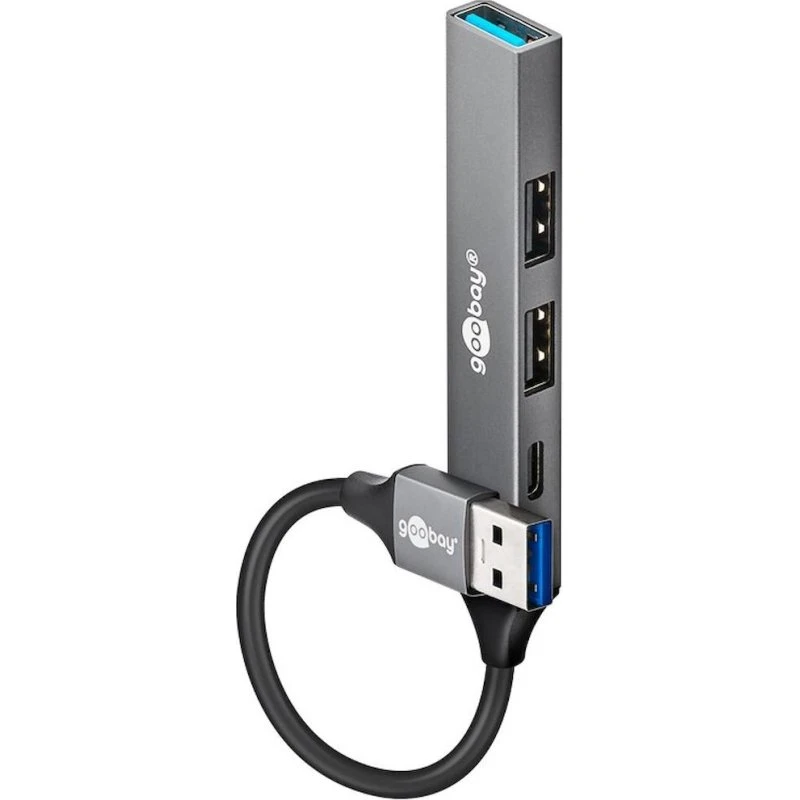 Goobay Slim 4-Port USB-Hub, lysegrå