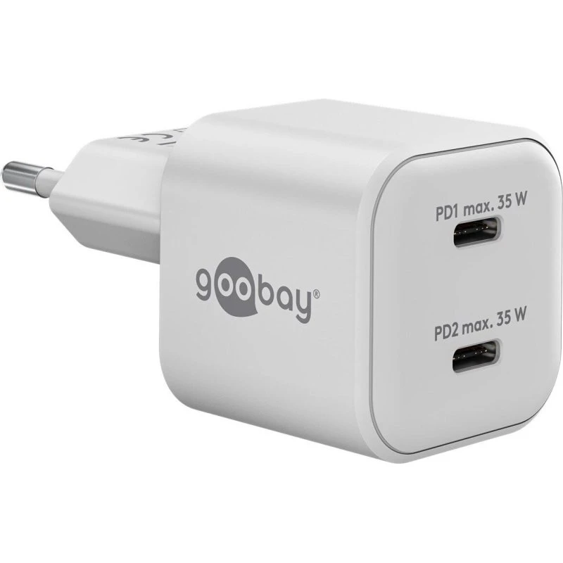 Goobay 35W GaN USB-C vægoplader 2-porte Hvid