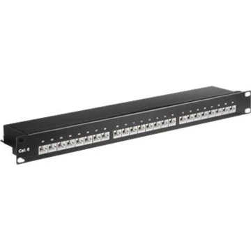 Wentronic 19" CAT6 STP Patch Panel 24-port 1U Sort