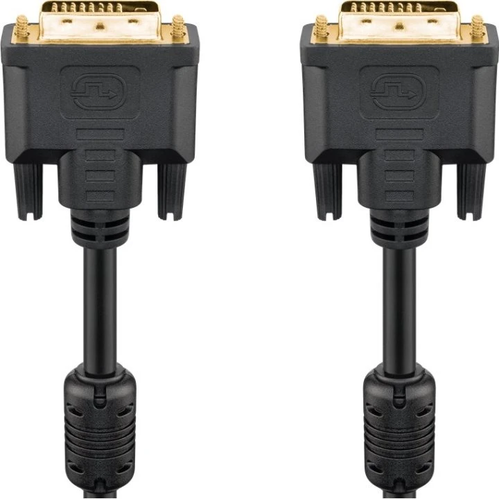 Goobay DVI-D Dual Link 2m, forgyldt, sort