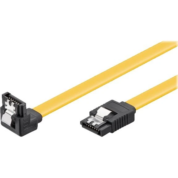 goobay SATA-kabel 0,2m gul 90° med låseklip