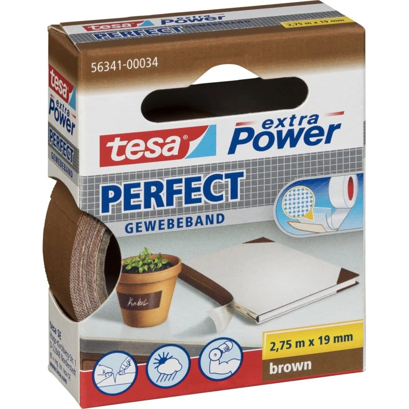 Tesa Extra Power Perfect Brun Stoftape 19 mm x 2,75 m