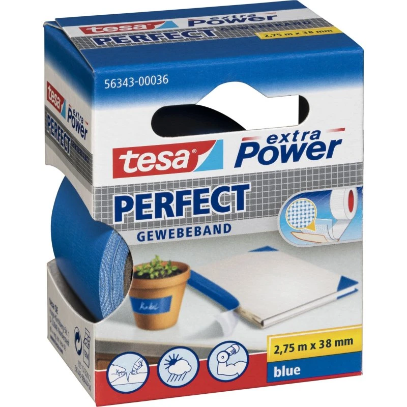tesa Extra Power Perfect Lærredstape 38mm x 2,75m Blå