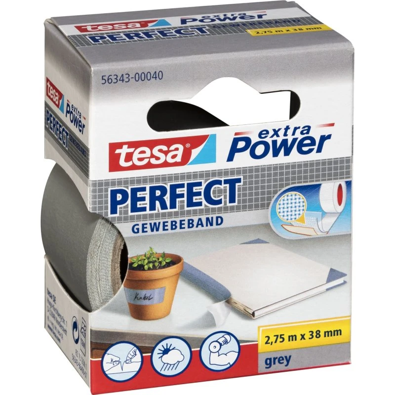 Tesa Extra Power Perfect Lærredstape 2,75m x 38mm Grå