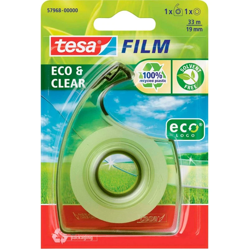 tesa FILM Eco & Clear Tape 19mm x 33m med dispenser