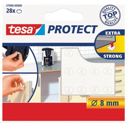 tesa Protect Anslagsdæmper Ø8mm, 28 stk, klar