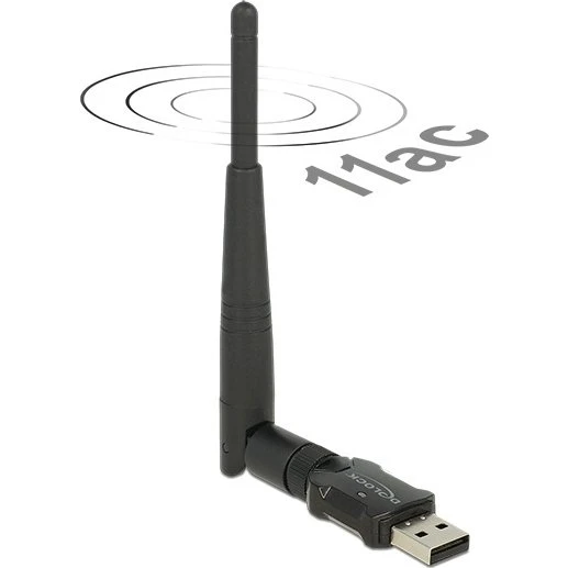DeLOCK USB 2.0 Dual Band WLAN-ac, sort