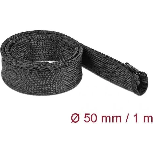 DeLOCK Flettet Hylster 1 m, Sort med Zippel