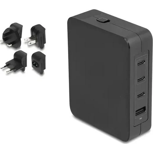 DeLOCK 145W USB-C oplader 3x USB-C + 1x USB-A, sort