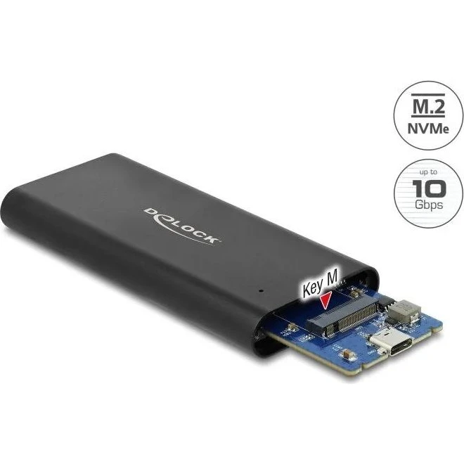 DeLOCK M.2 NVMe USB 3.1 Gen 2 Ekstern SSD-Enclosure, Sort