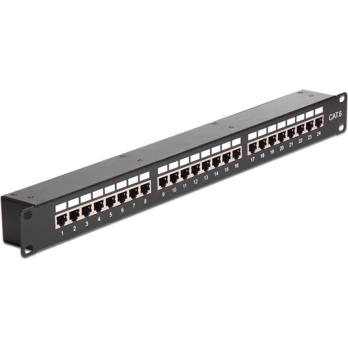 DeLOCK Patchpanel 24-port Cat6 STP 1U Sort