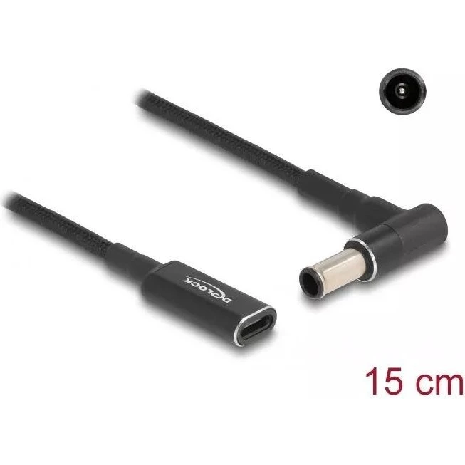 DeLOCK USB-C til DC-jack 6,0 x 4,3 mm 15 cm, sort