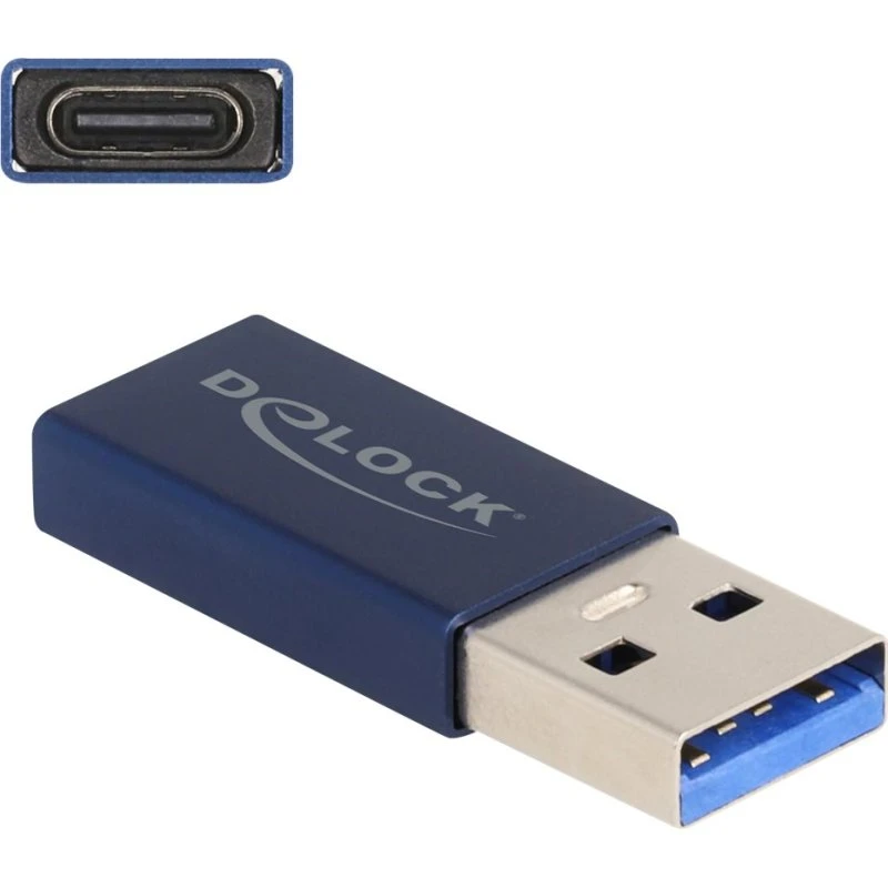 Delock USB-C Adapter Blå, USB-A til USB-C 10 Gbps