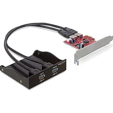 DeLöck PCI-Express x1 USB 3.0 Frontpanel 2x Type A, Sort