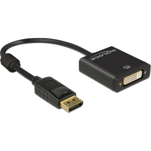 Delock DisplayPort 1.2 til DVI-I 20cm Active Adapter Sort