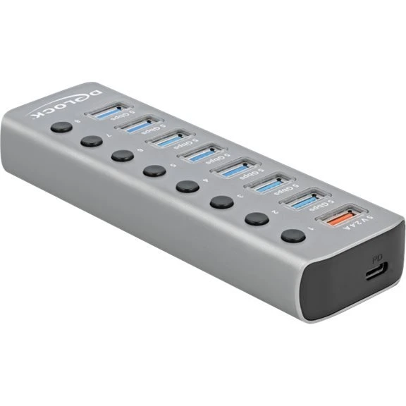 Delock 7-port USB 3.2 Gen 1 Hub, Sort