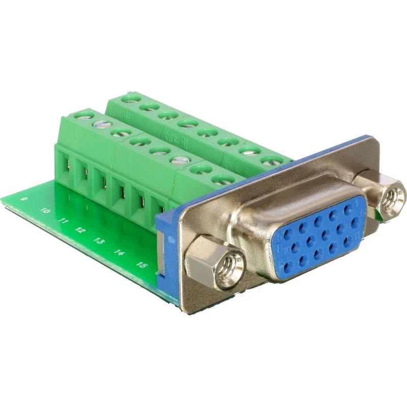Delock VGA-adapter HD-15 hun med skrueklemmer