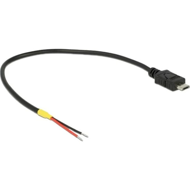DeLOCK USB 2.0 Micro-B Strømkabel 20 cm Sort