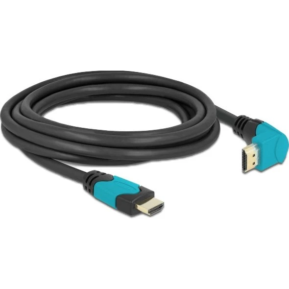 Delock HDMI-kabel 3m 90° nedvinklet 48 Gbps 8K 60 Hz sort
