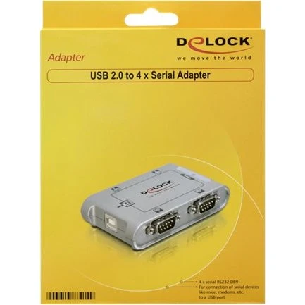 DeLock USB 2.0 til 4-port serial HUB, RS-232 x 4