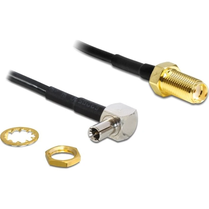 DeLOCK TS-9 90° vinklet til SMA ret, 14 cm, sort