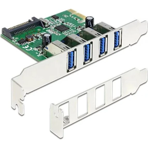 DeLOCK PCIe 2.0 USB 3.0 4-port adapter, grøn