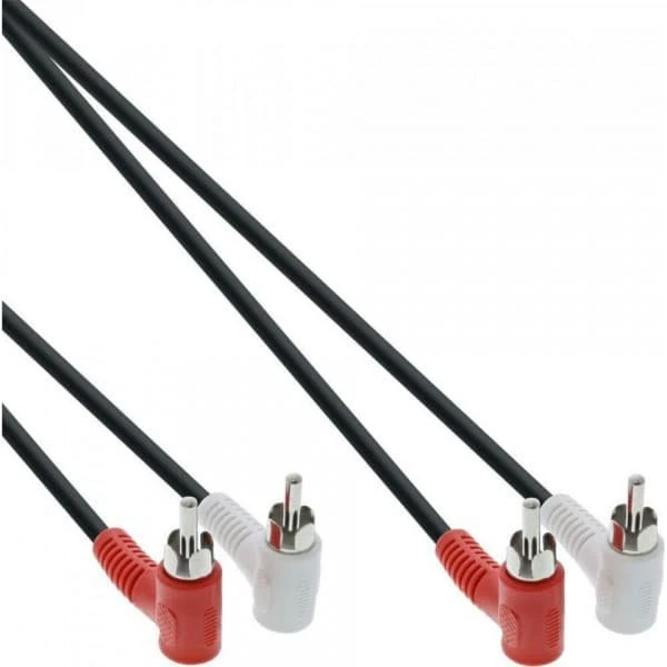 InLine 2 x RCA hane vinklet, 1,2 m, sort