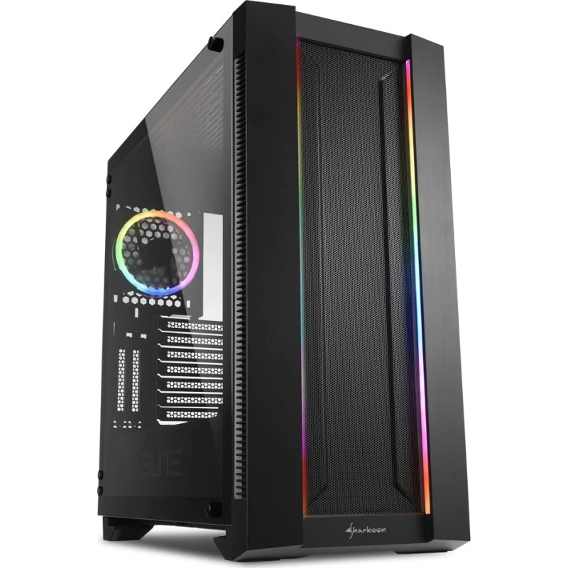 Sharkoon Elite Shark CA200M, Sort Full Tower med Hærdet Glas