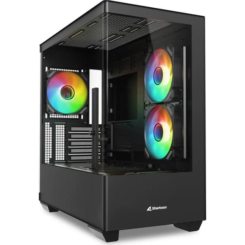 Sharkoon Elite Shark CM100 mATX Kabinet Sort med Hærdet Glas
