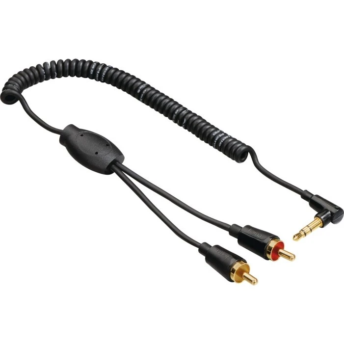 Hama Flexi-Slim 3,5mm Jack-2 Phono 90°, 75 cm, sort