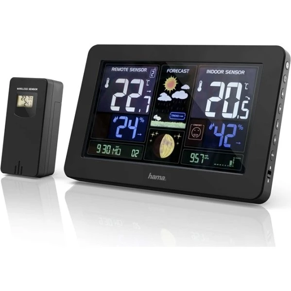 Hama Vejrstation Premium med USB-ladning, sort