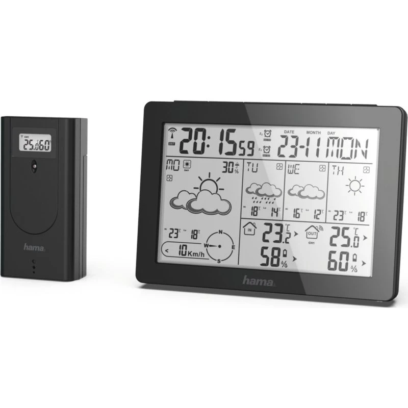 Hama Meteotime Vejrstation – Sort, Temperatur & Luftfugtighed