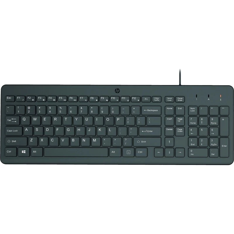 HP 150 Kablet Tastatur, Fuldstændig, USB-A, Sort