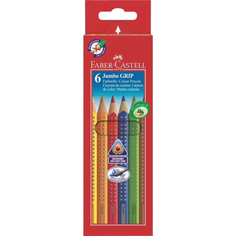Faber-Castell Jumbo Grip Trekantede Farveblyanter 6 Farver