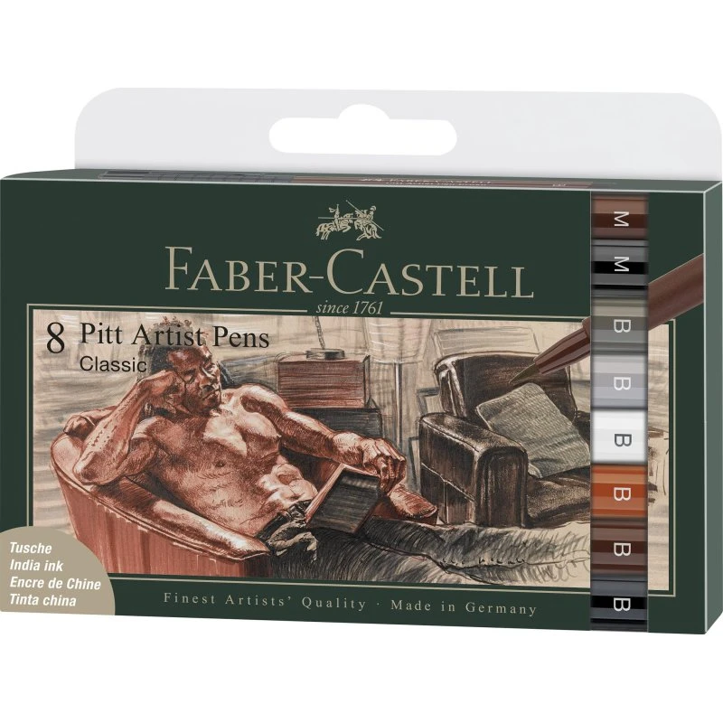 Faber-Castell Pitt Artist Tuscher 8 Farver Classic
