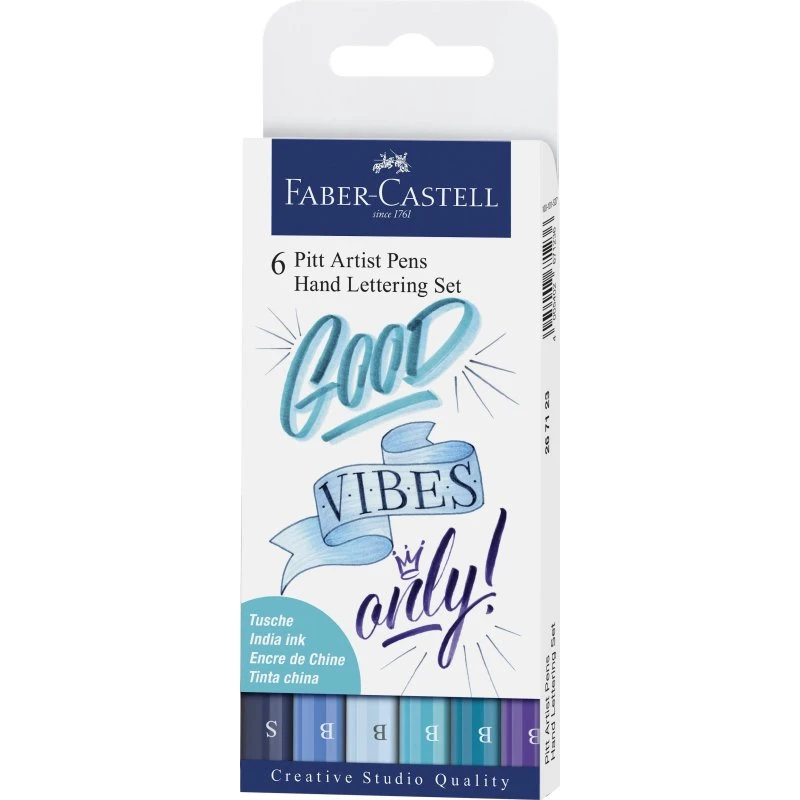 Faber-Castell Pitt Artist Kalligrafi Tuscher 6 stk Blå