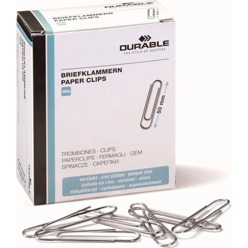Durable Papirclips 50 mm zinkbelagt 100 stk