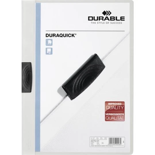 Durable Duraquick Klemmefil A4 Hvid med Transparent Frontdække, 20 Ark