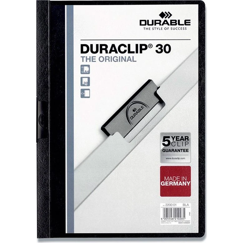 Durable Duraclip 30 Sort med transparent frontdække, A4