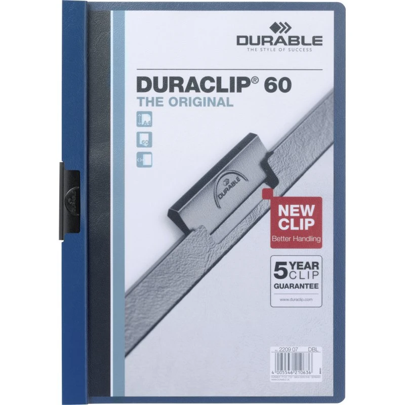 Durable DuraClip 30 Mørkeblå A4 med Transparent Frontdække