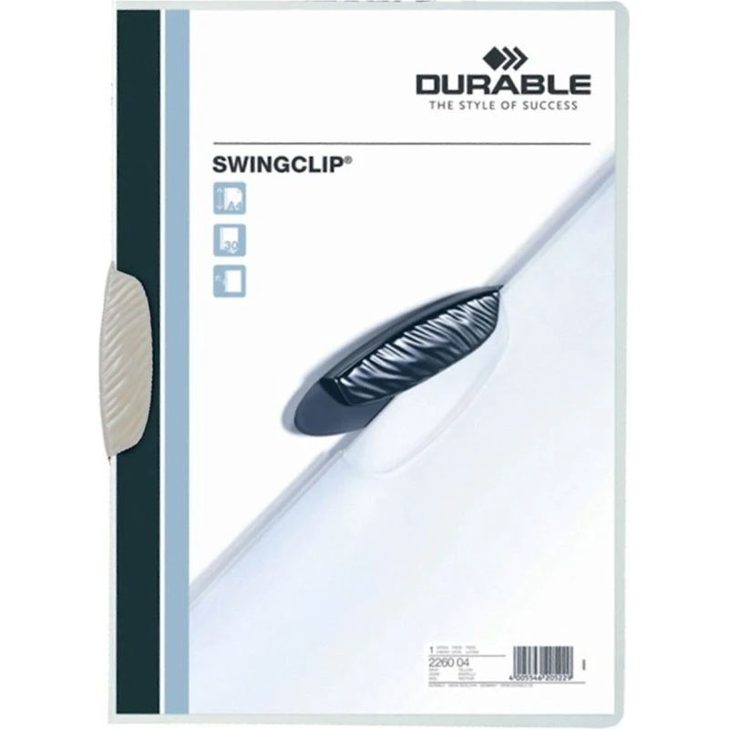 Durable Swingclip Klemmefil A4, transparent med hvid klemme