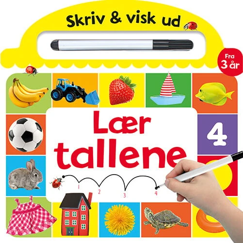 Skriv og visk ud - Lær tallene, 25,5 x 25,5 cm