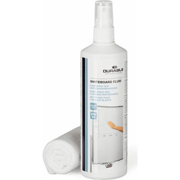 Durable Whiteboard Rensesæt med 250ml Spray og Microfiberklud