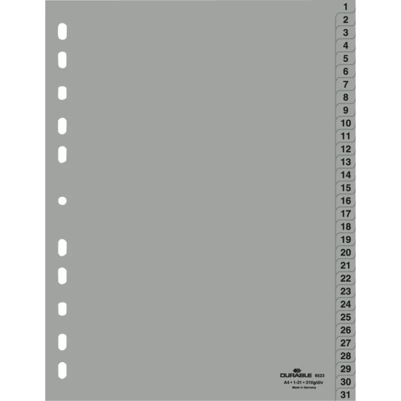 DURABLE Grå Tal Register A4 (1-31) med Faneblade