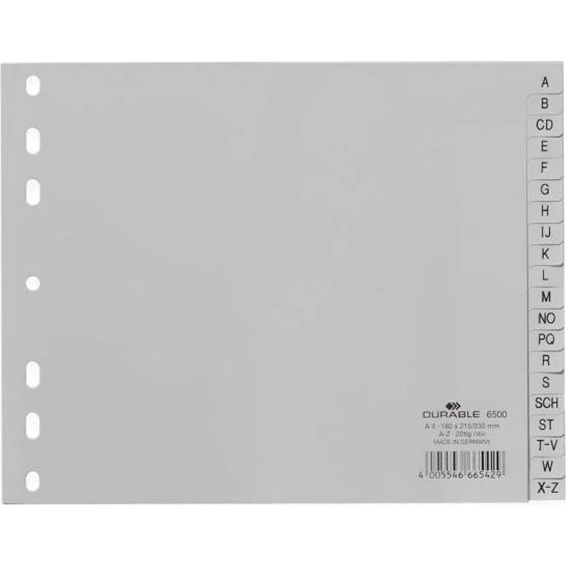 Durable A-Z Faneblade A4 Grå, 20 dele
