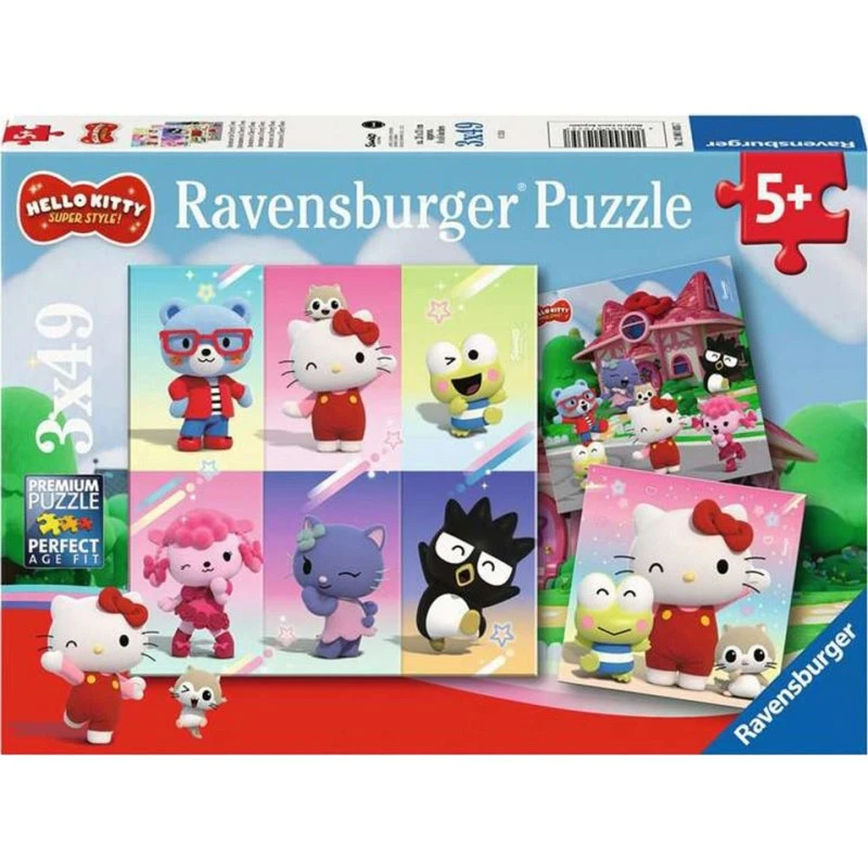 Ravensburger Hello Kitty Super Style Puslespil, 3x49 brikker, 5+ år